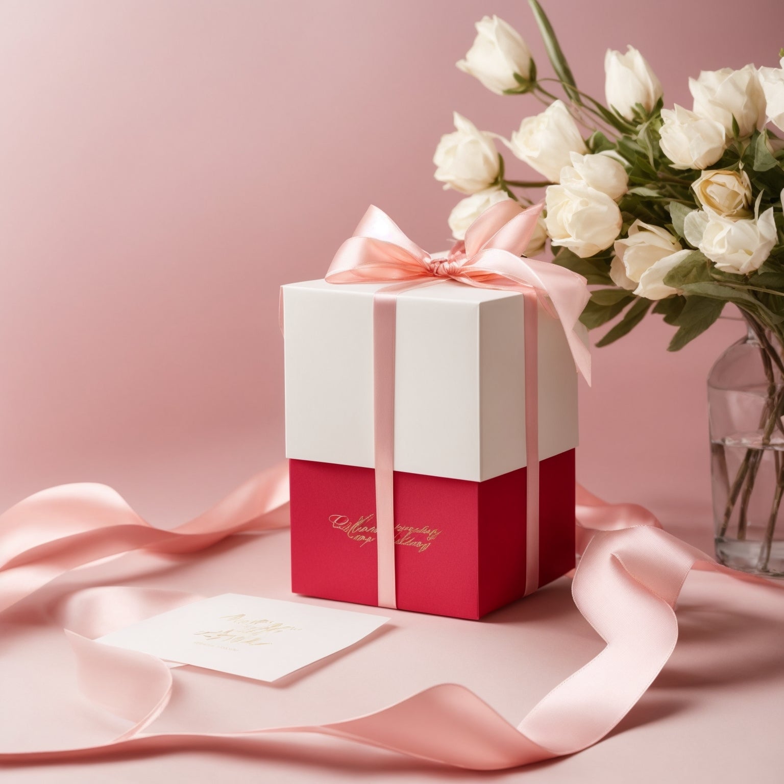 A elegant gift box with a greeting card as a gift for mum