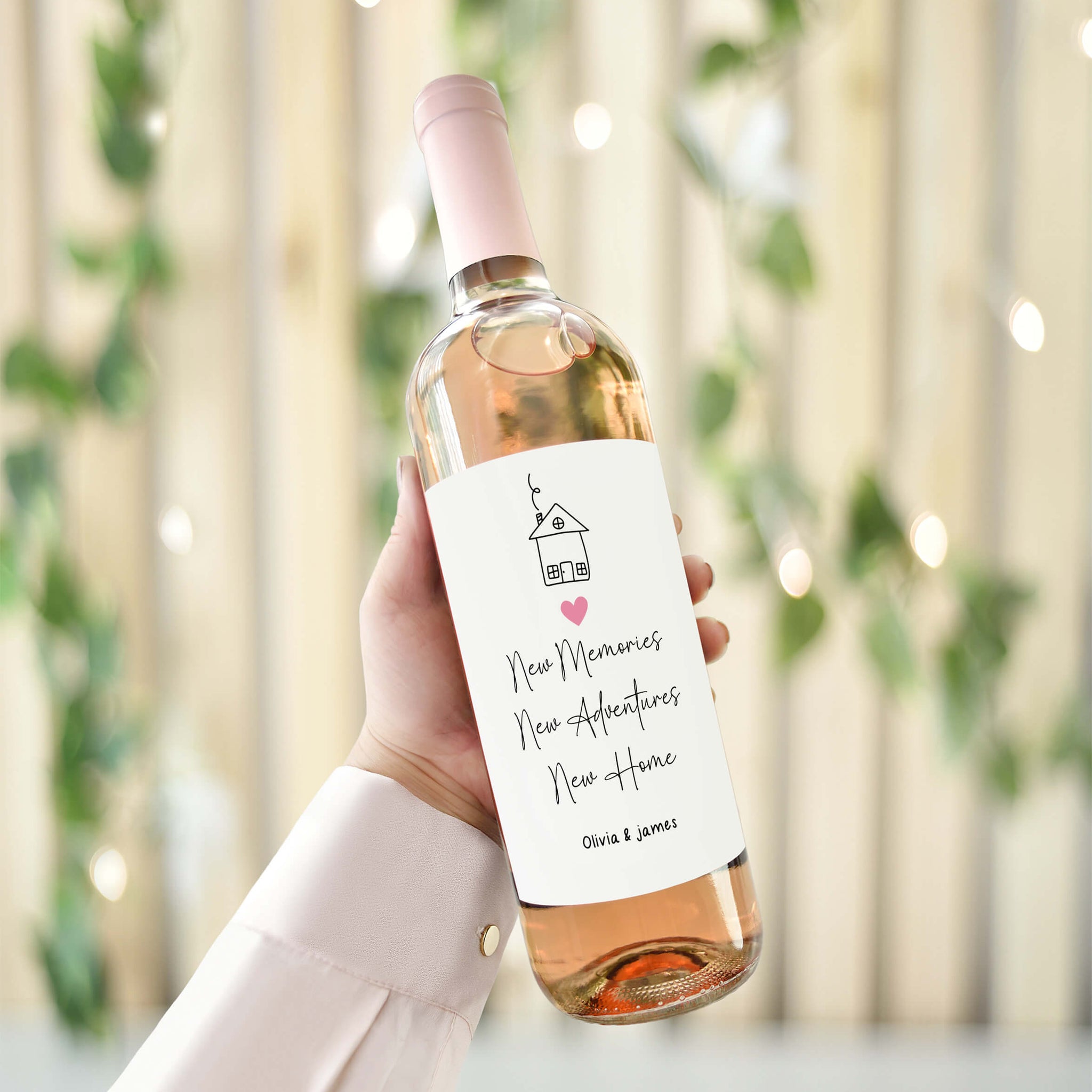New Memories, New adventures, new home personalised wine label