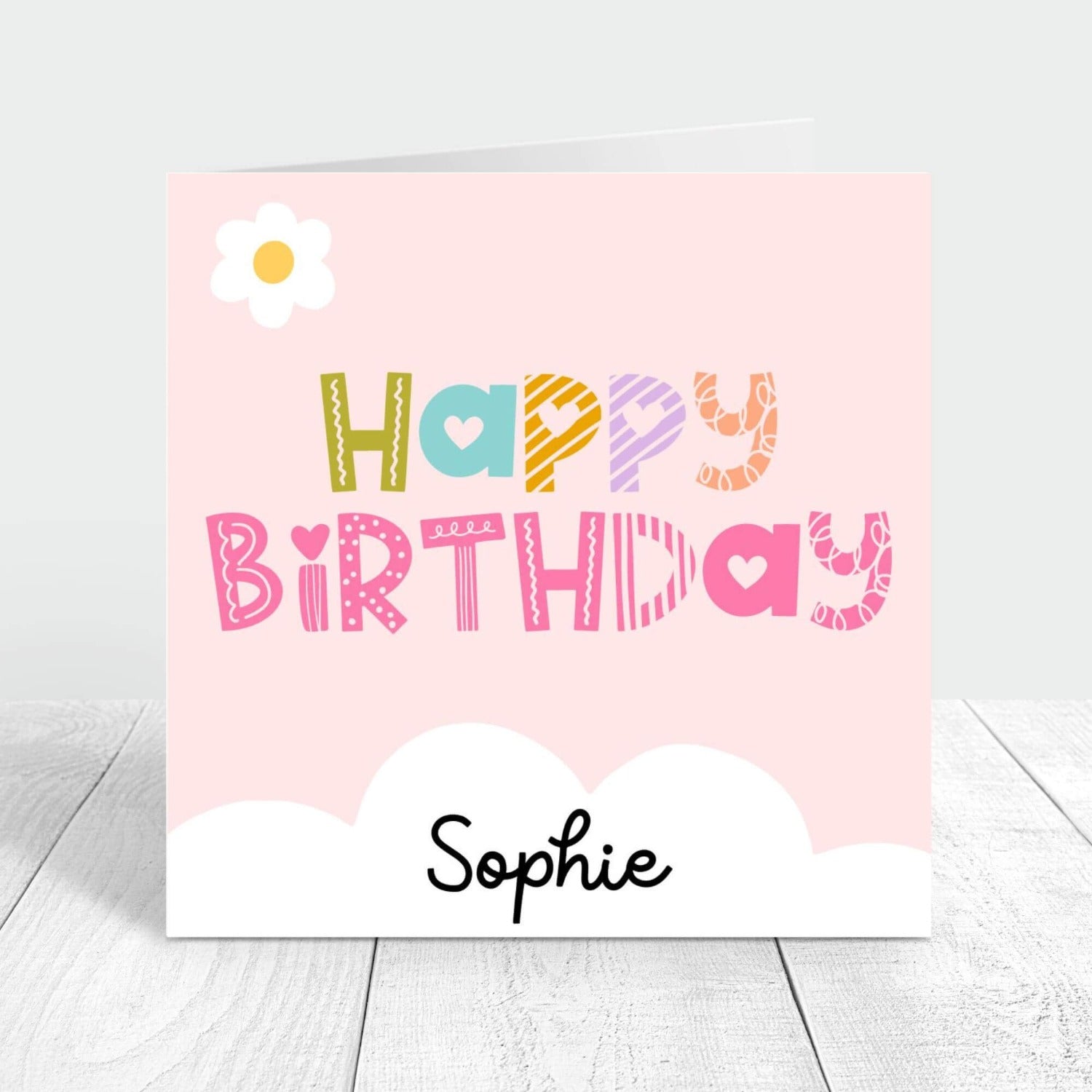 Happy Birthday pink card personalised