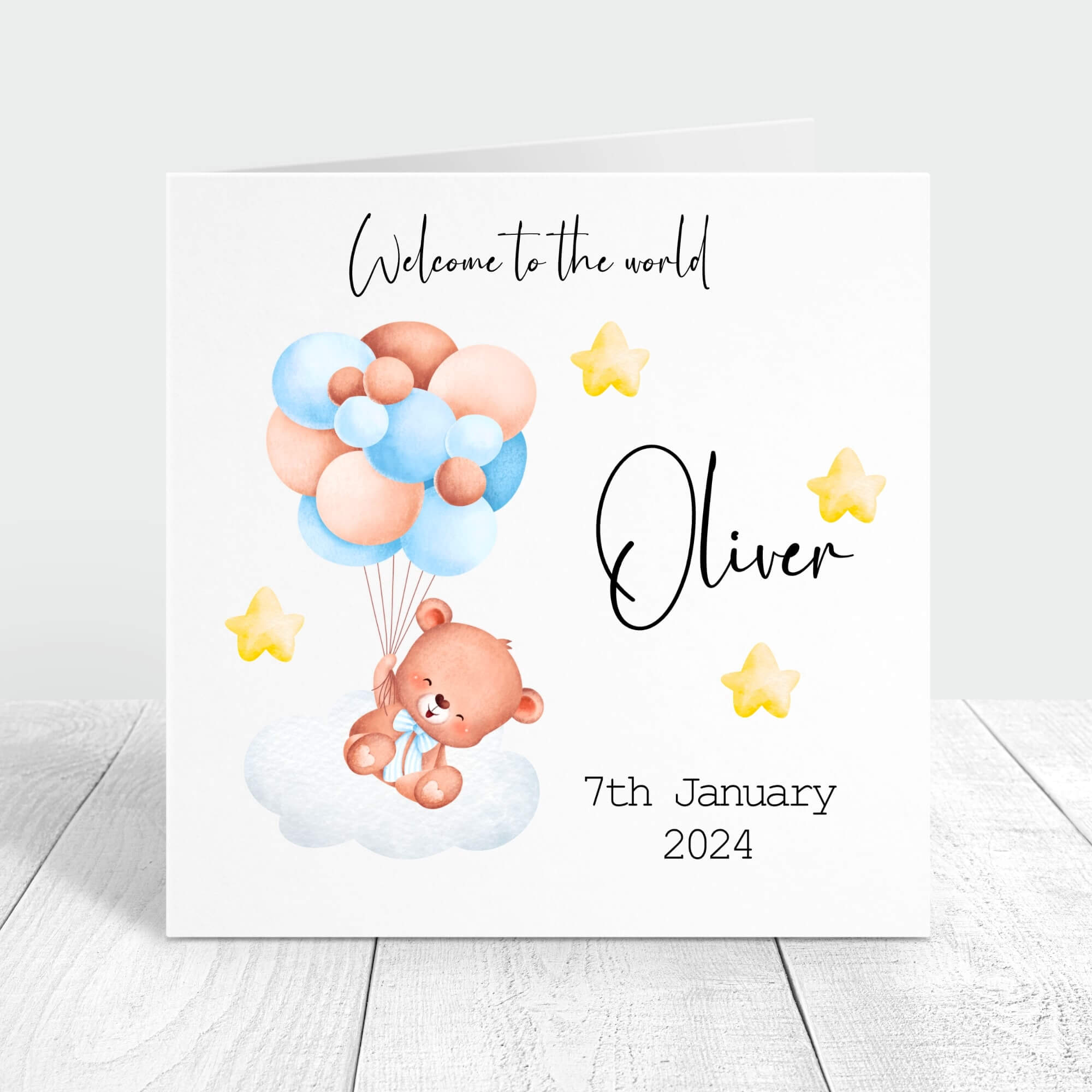 welcome to the world baby bear new baby boy card