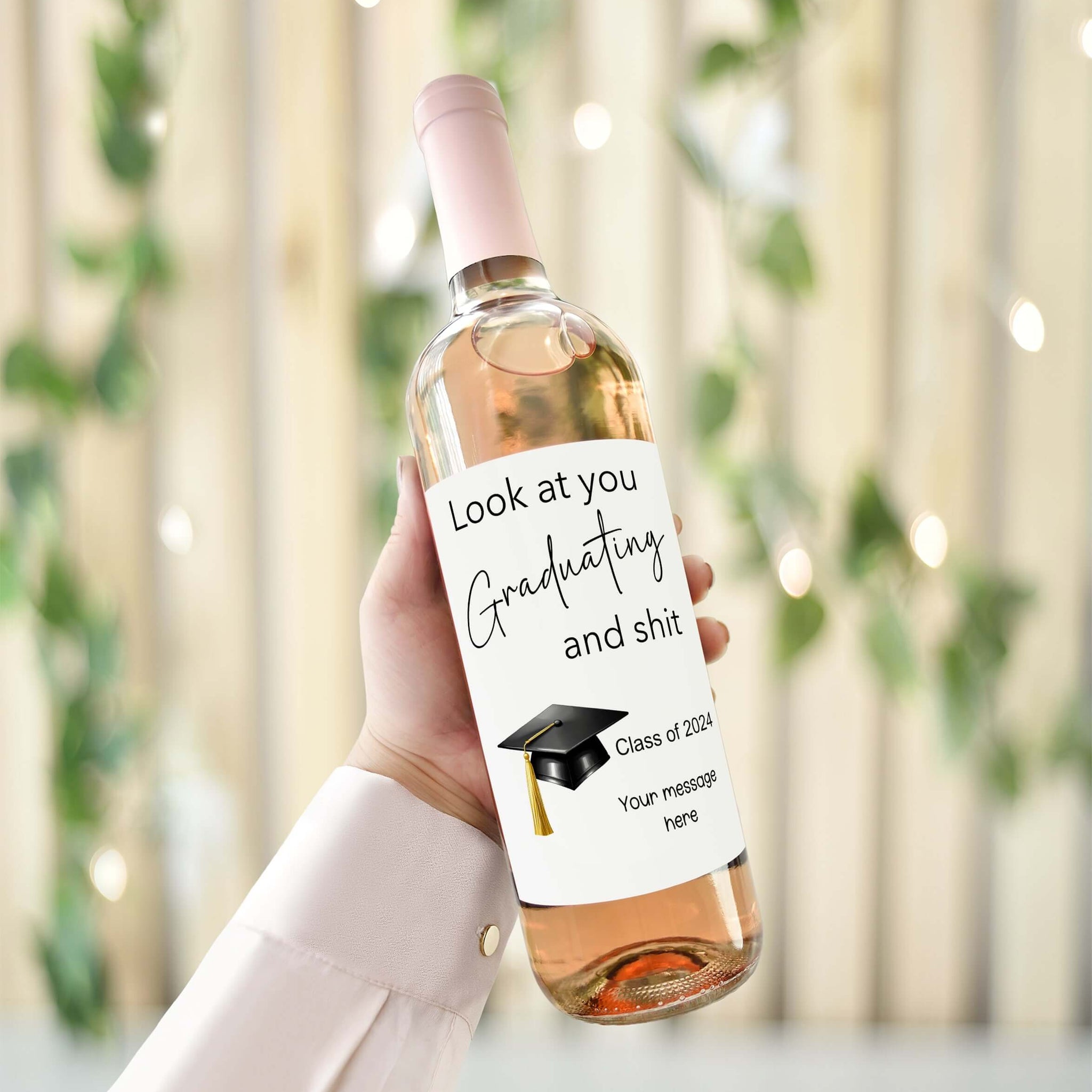 look at you graduating and shit custom wine label