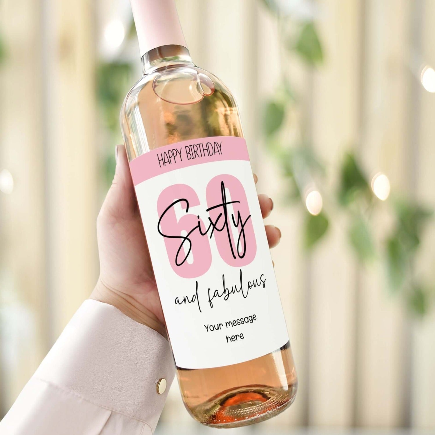 sixty and fabulous custom wine bottle label