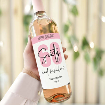 sixty and fabulous custom wine bottle label