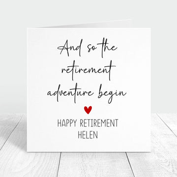 retirement greeting card personalised with name
