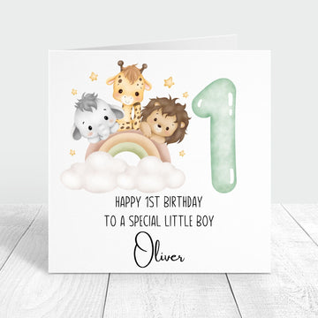 happy 1st birthday to a special little boy personalised card
