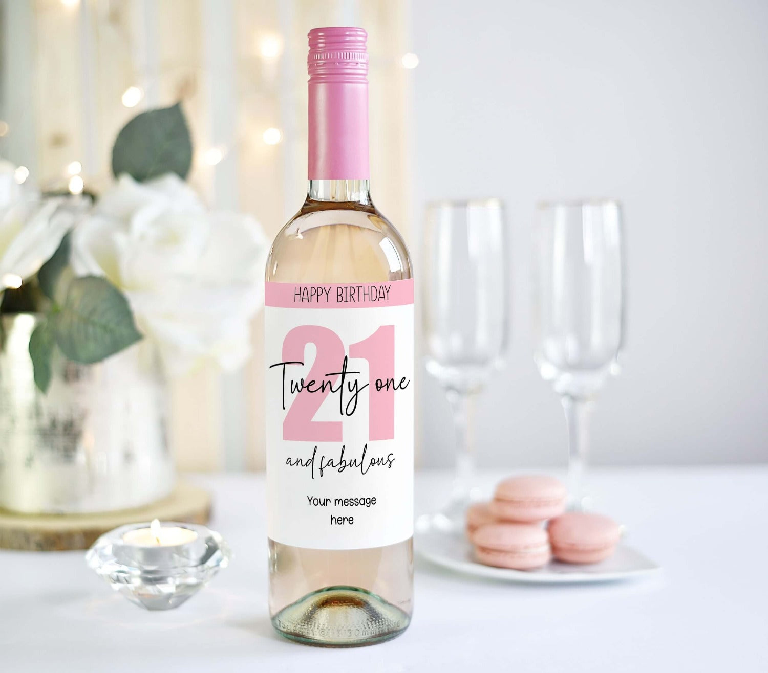 happy 21st birthday custom wine bottle label