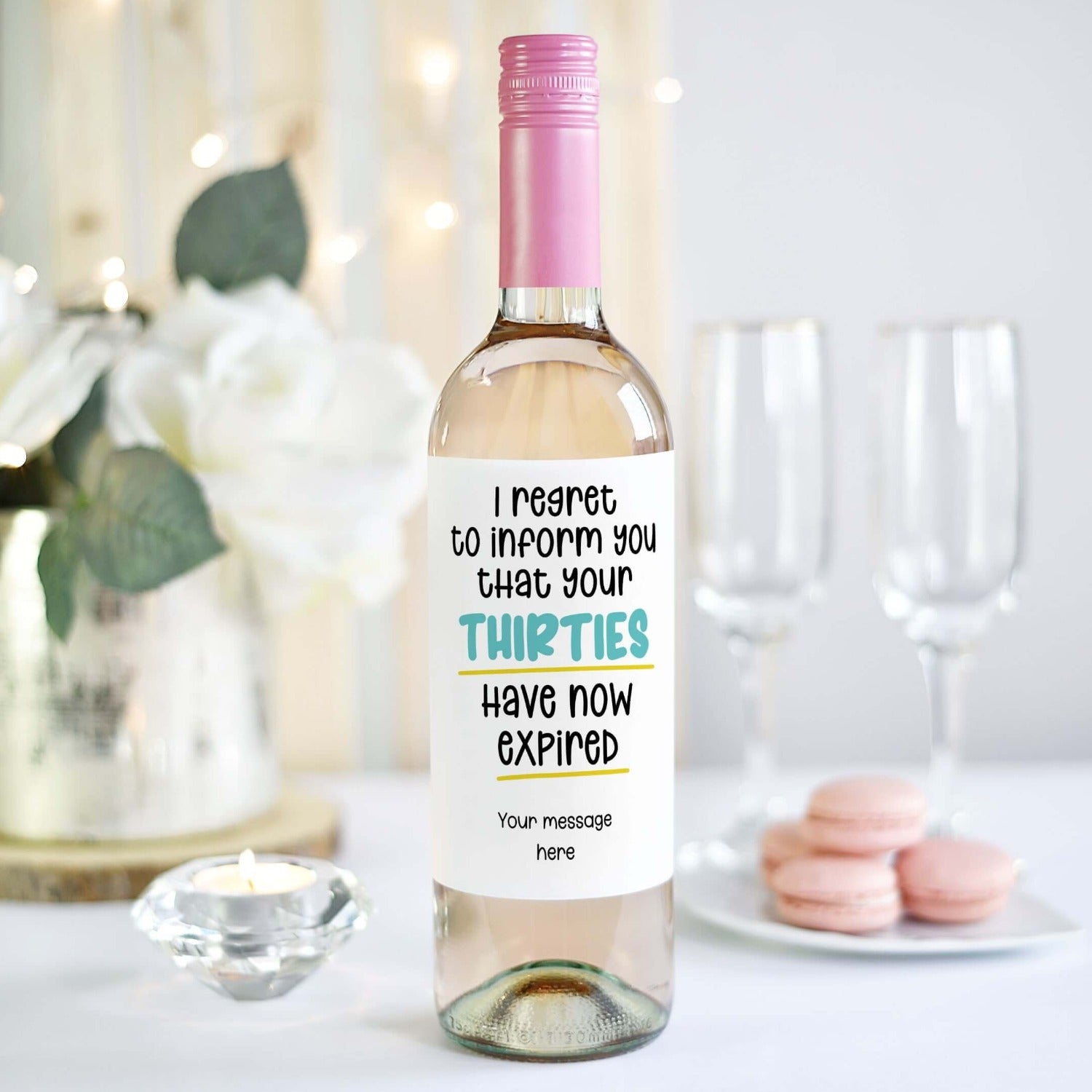 custom wine bottle label thirties expired