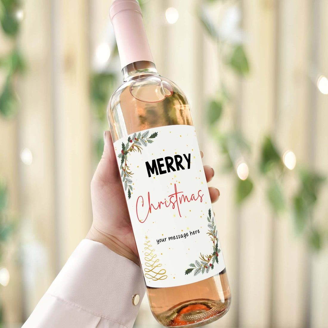 Merry Christmas elegant wine label