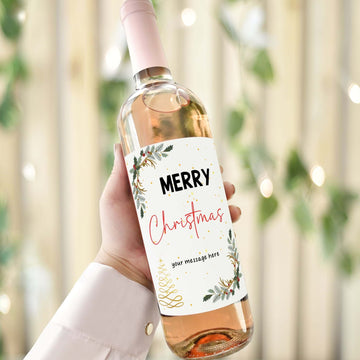 Merry Christmas elegant wine label