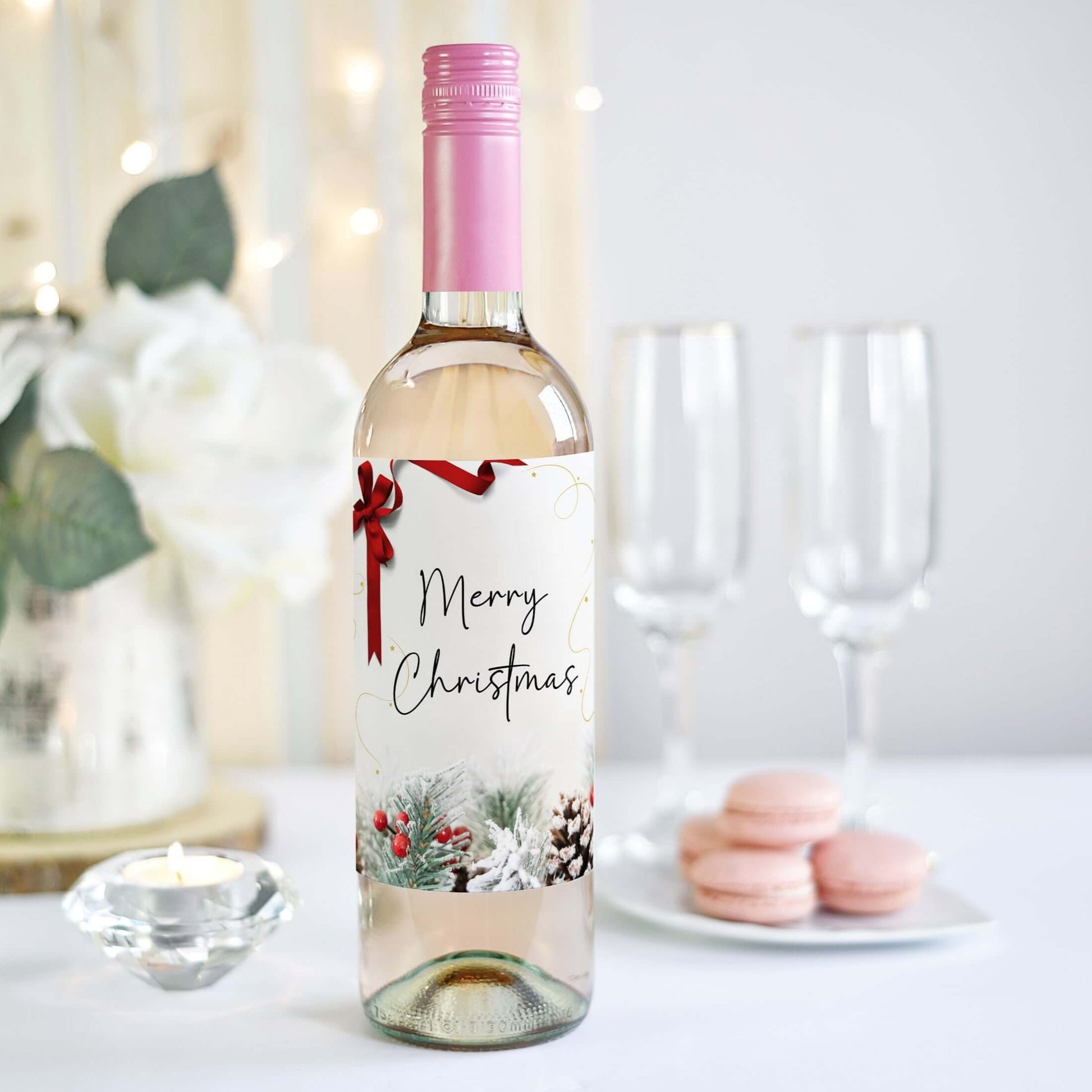 A wine label christmas themed