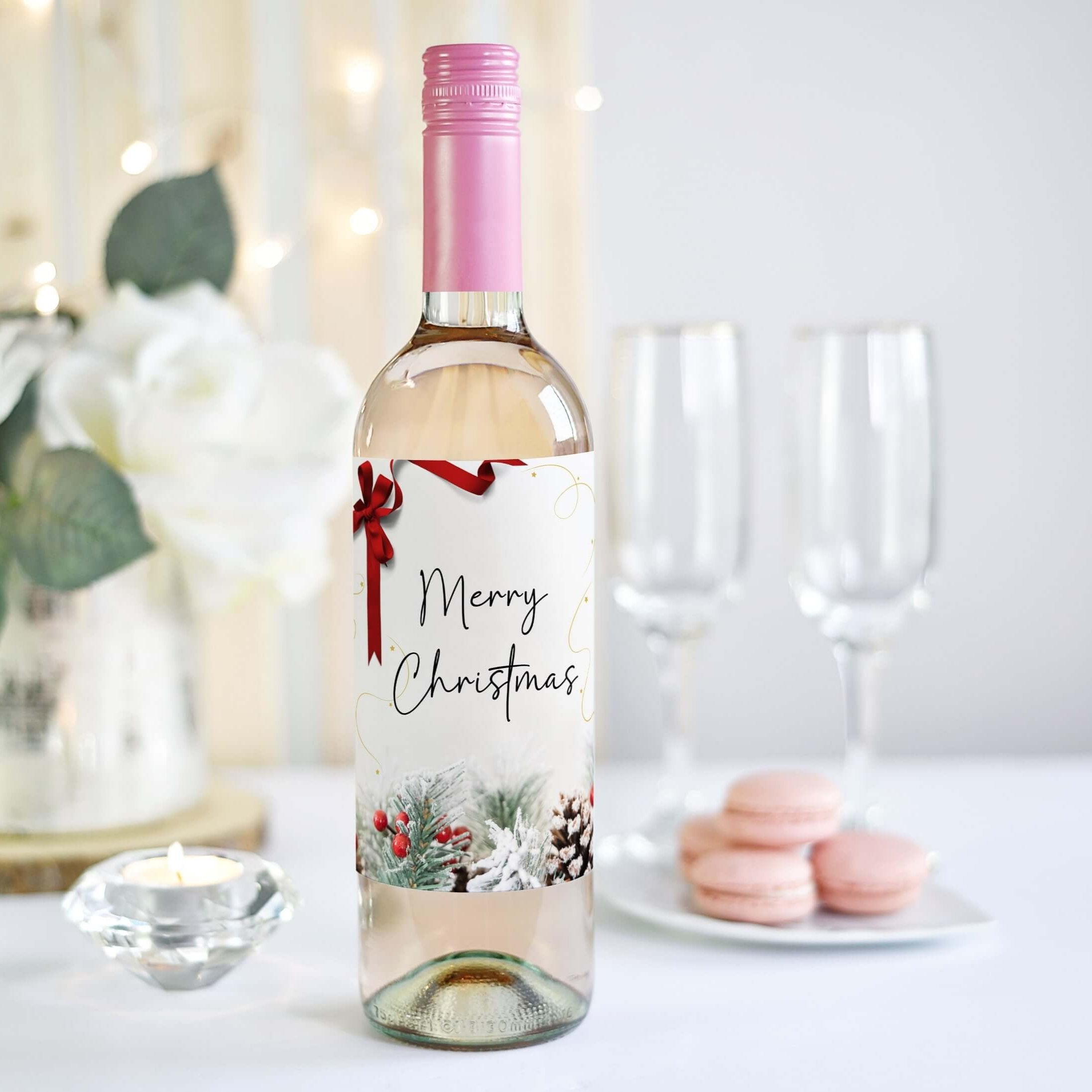 A wine label christmas themed