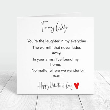 To my wife poem personalised valentine's day card