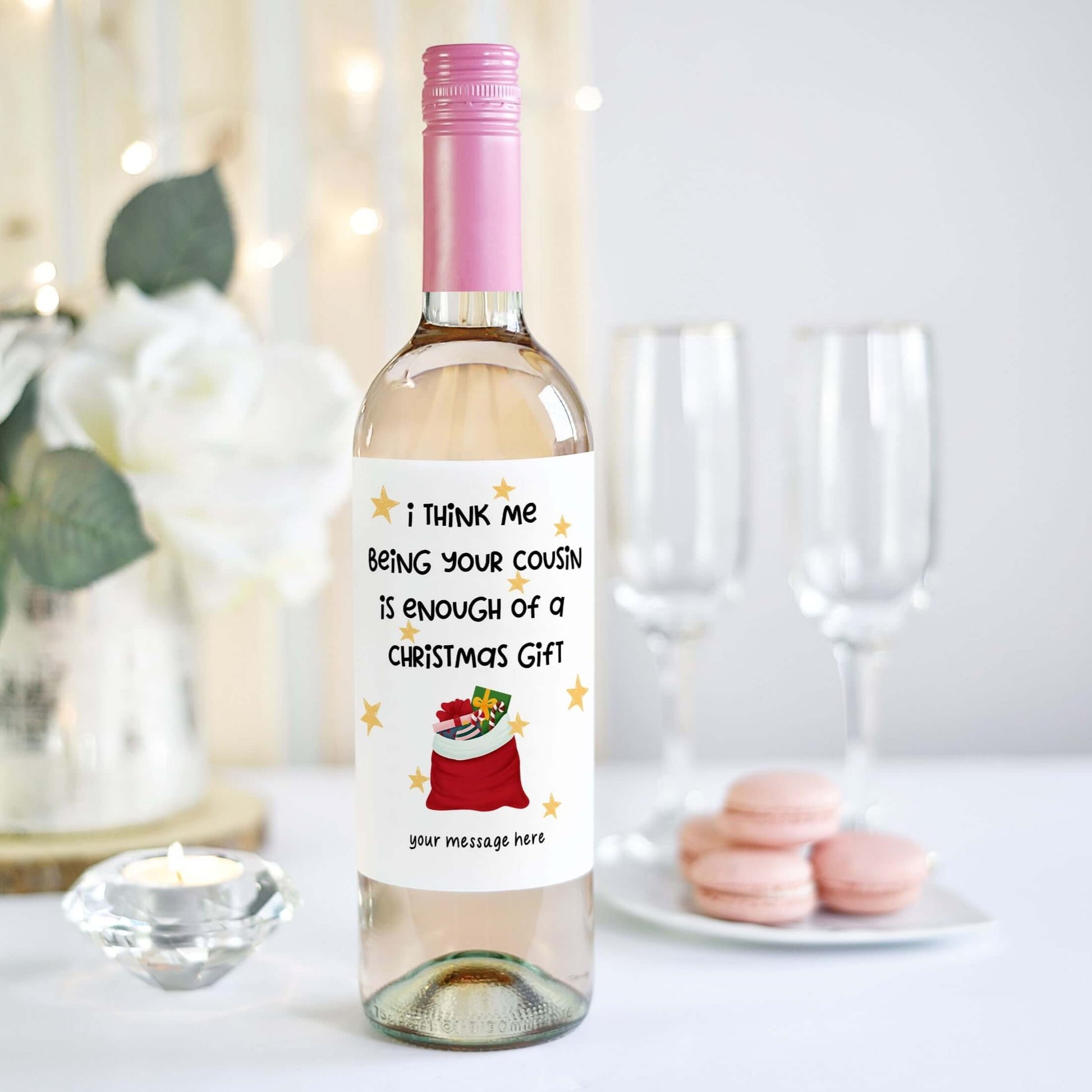 funny cousin christmas wine label