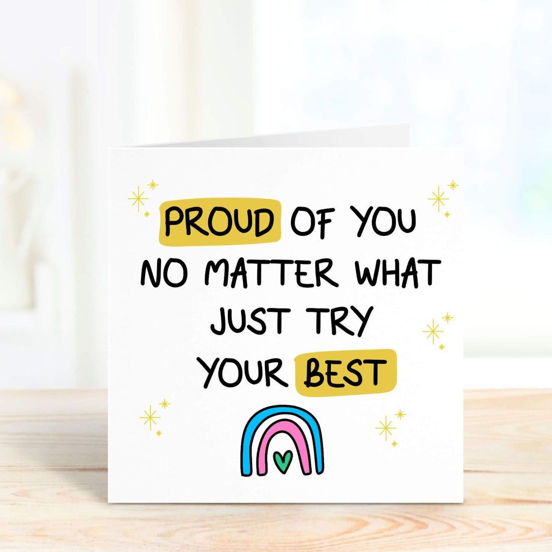 good luck card personalised and with the message proud of you no matter what