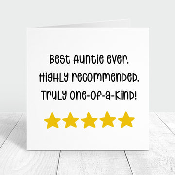best auntie ever 5 stars personalised birthday card