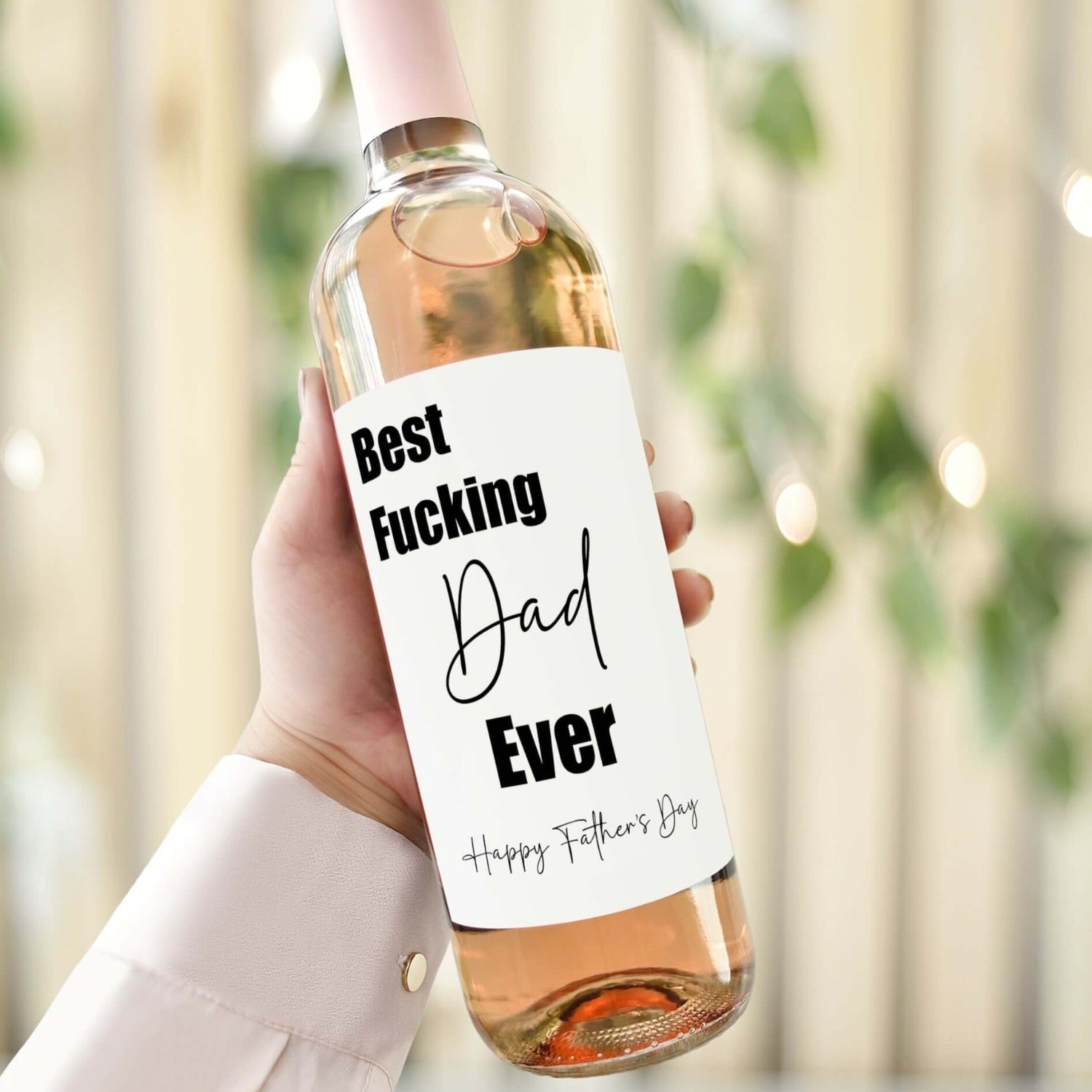 best fucking dad ever personalised wine label fathers day