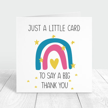 just a little card to say a big thank you with rainbow and stars - personalised