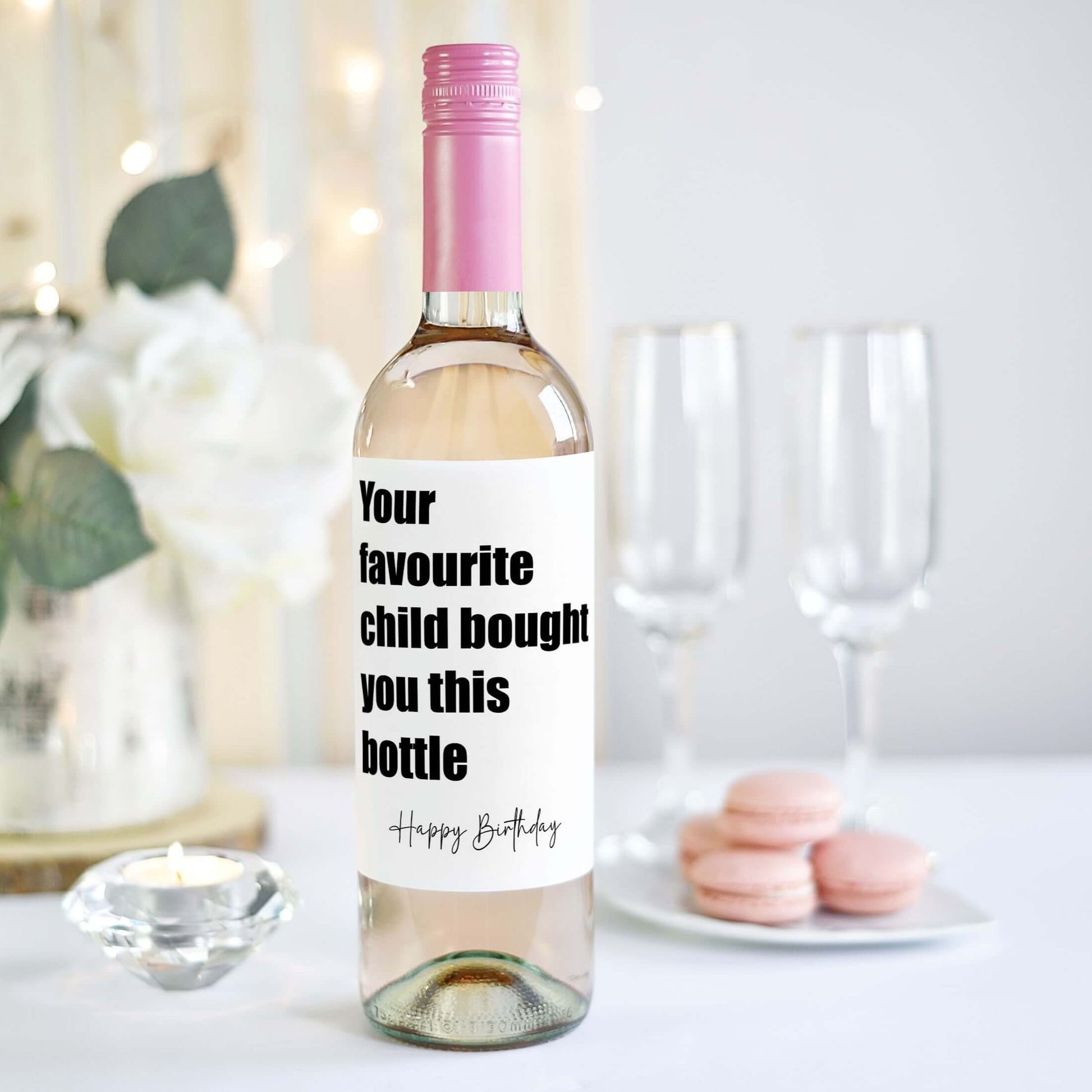 funny personalised birthday wine label from child to dad