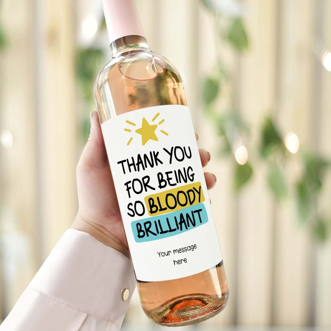 thank you for being so bloody brilliant personalised wine bottle label