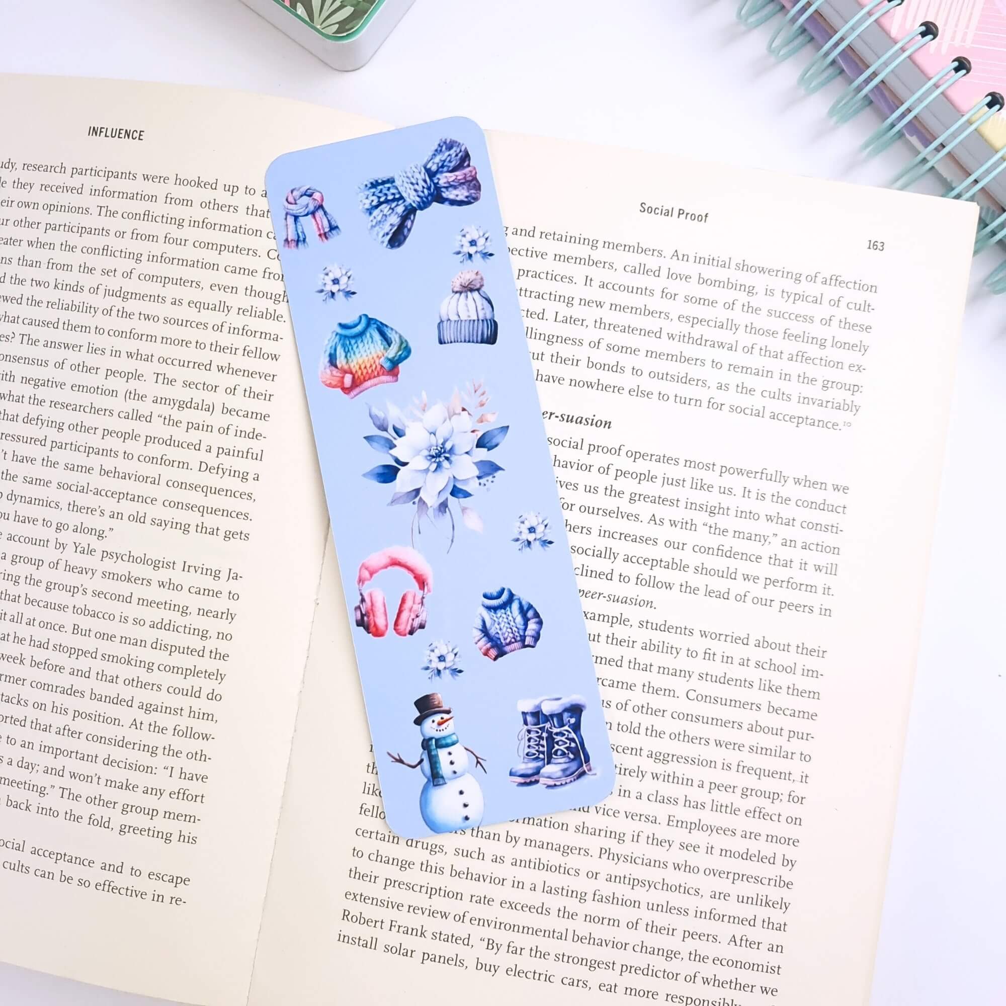 blue winter bookmark