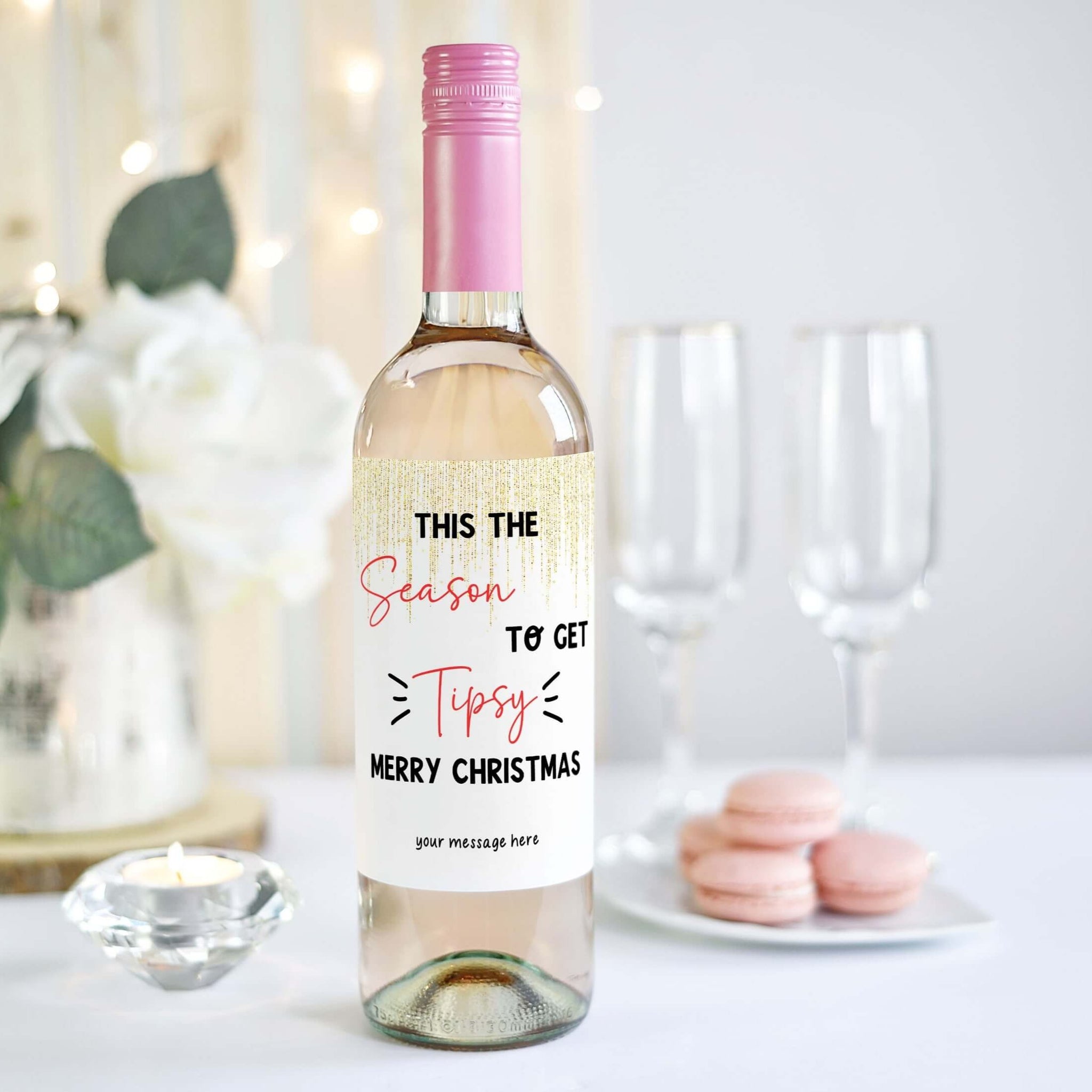 funny christmas wine bottle label