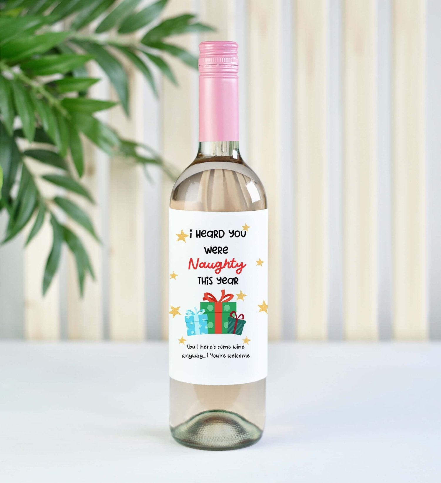 funny christmas wine bottle label
