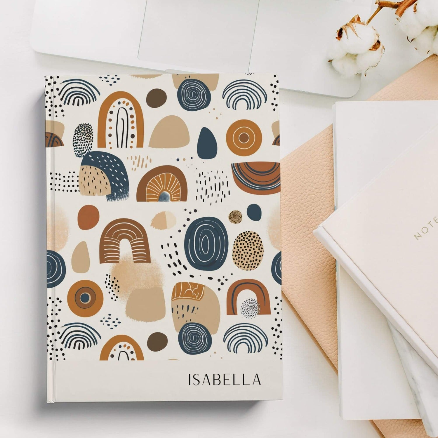 personalised bohemian rainbow hardcover notebook