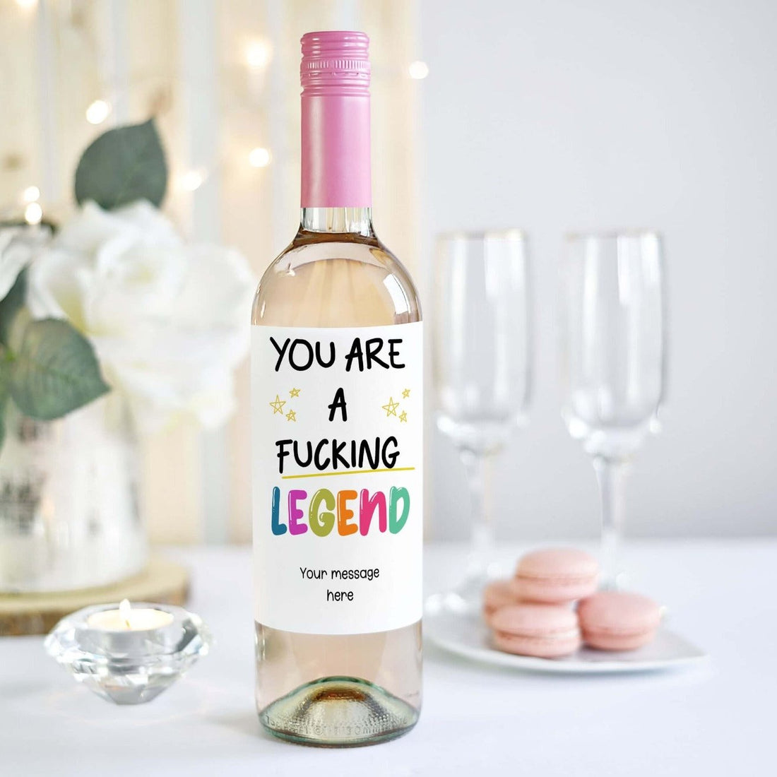 personalised wine bottle label you are a fucking legend