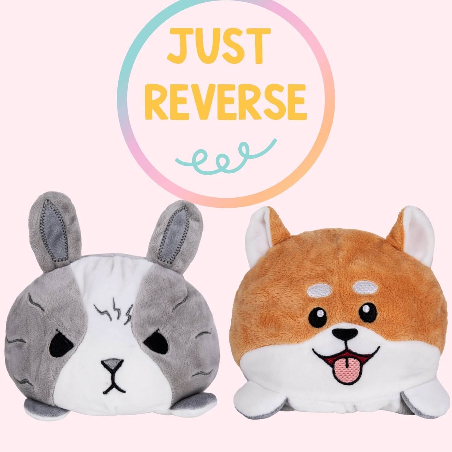 dog and bunny plush toy reversible