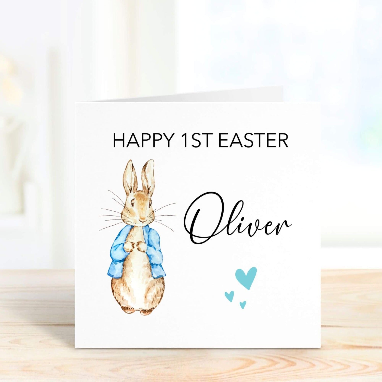 personalised easter card with peter rabbit design