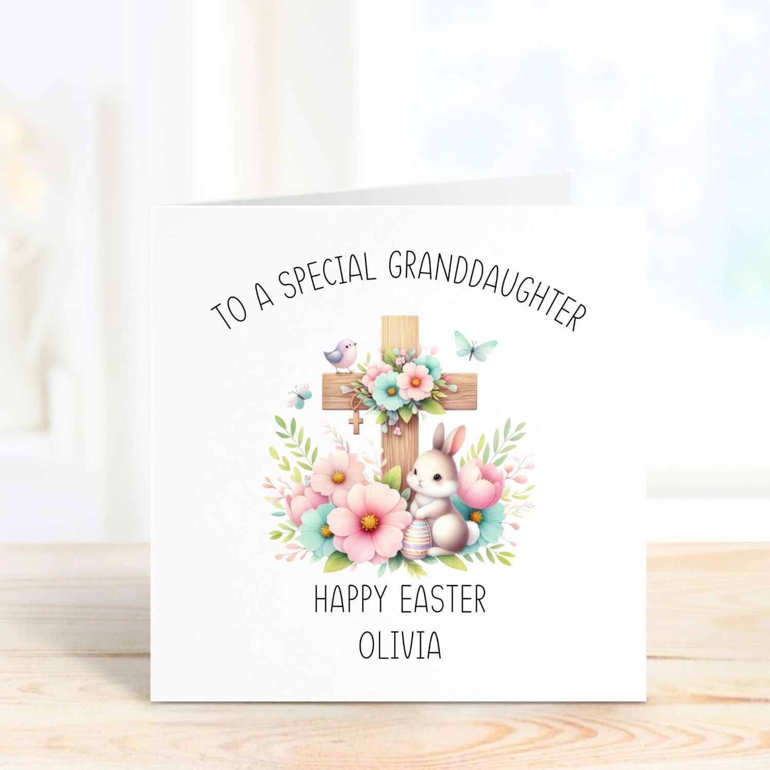 easter greetings personalised card for granddaughter