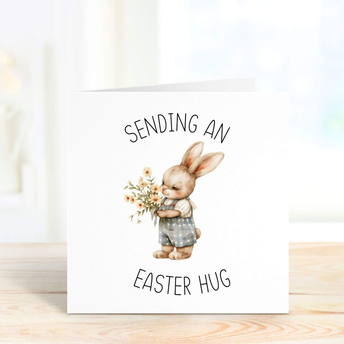 sending an easter hug floral rabbit personalised card