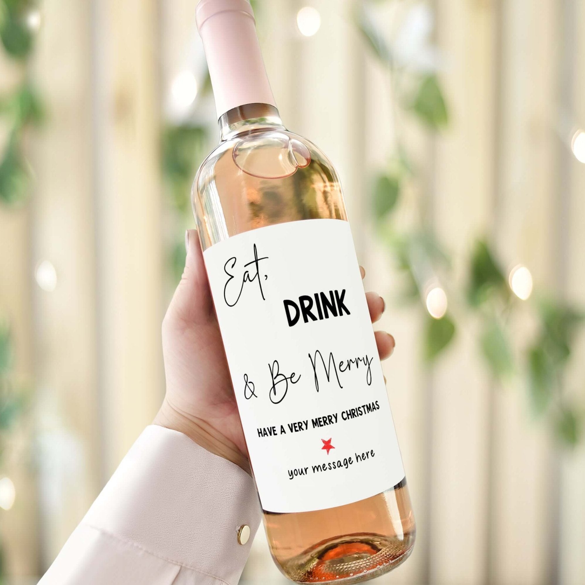 Eat, drink and be merry christmas wine bottle label