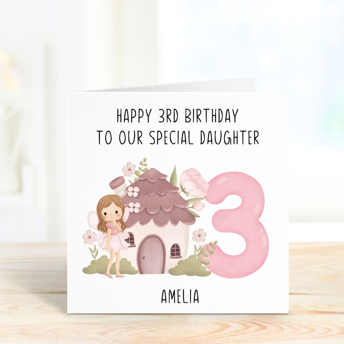 happy 3rd birthday card for daughter personalised