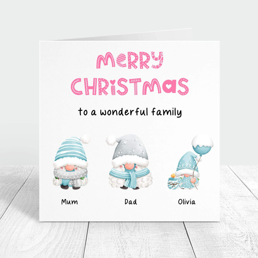 Merry Christmas to a wonderful family card gnomes with names