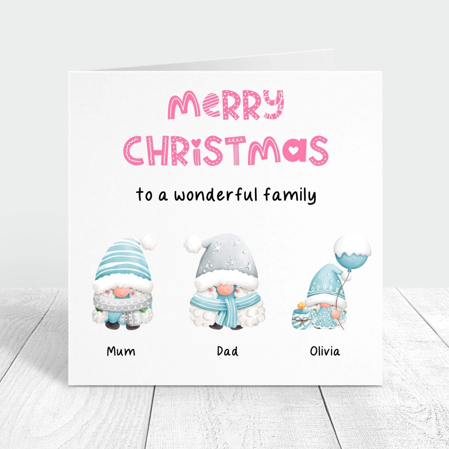 Merry Christmas to a wonderful family card gnomes with names