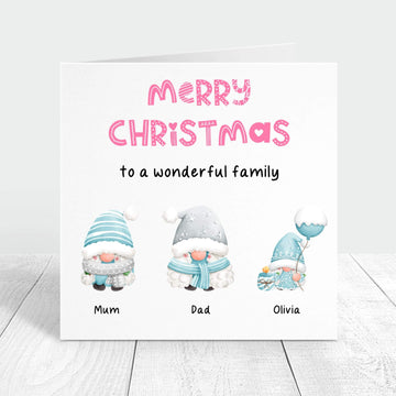 Merry Christmas to a wonderful family card gnomes with names