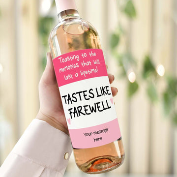 tastes like farewell personalised wine label for new job gift