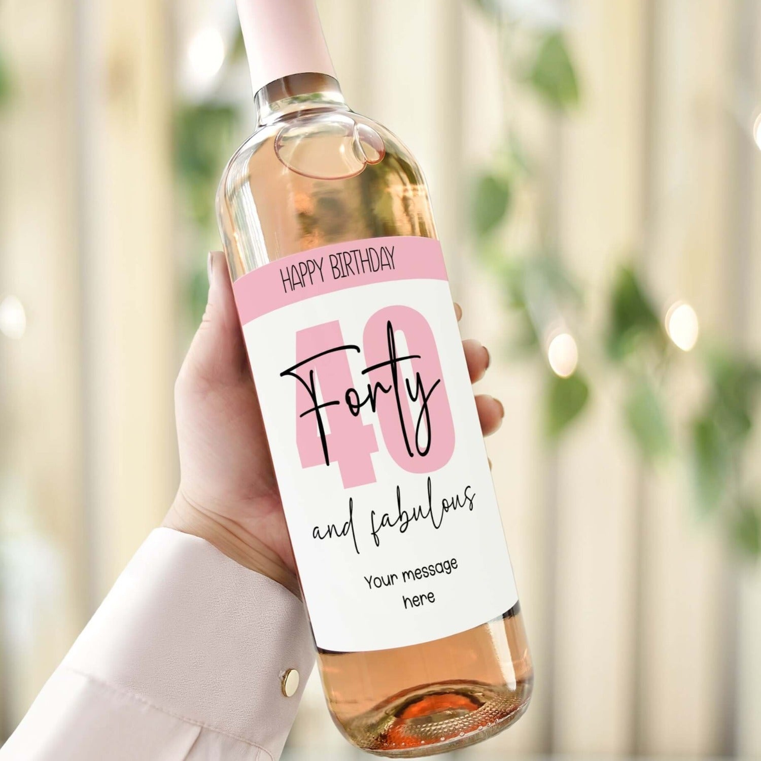 happy 40th birthday custom wine bottle label