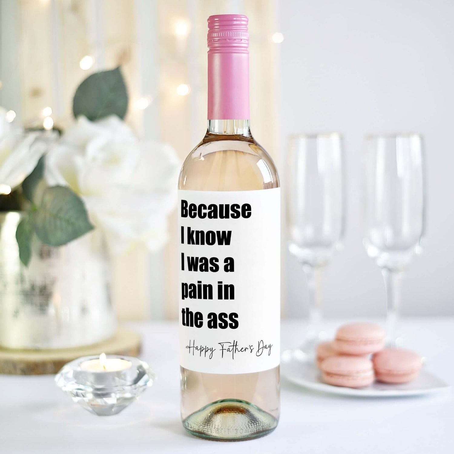 rude and funny wine label for dad