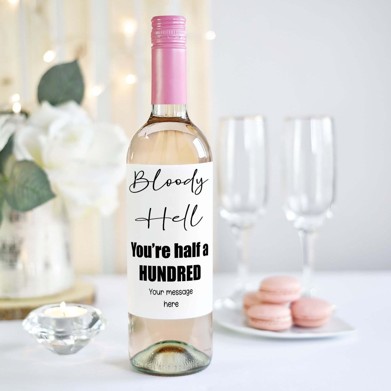 funny 50th birthday gift personalised wine label