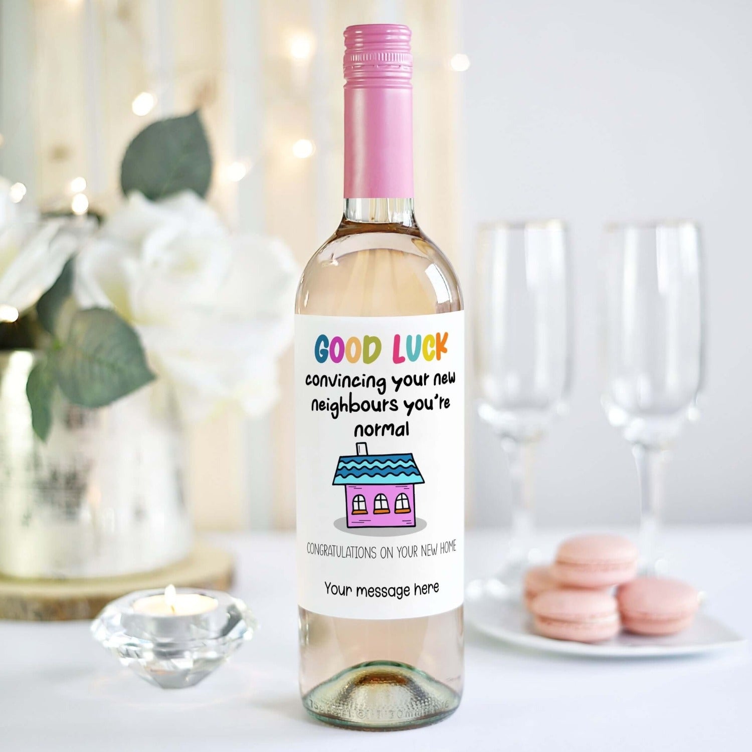 funny wine label for new home gift