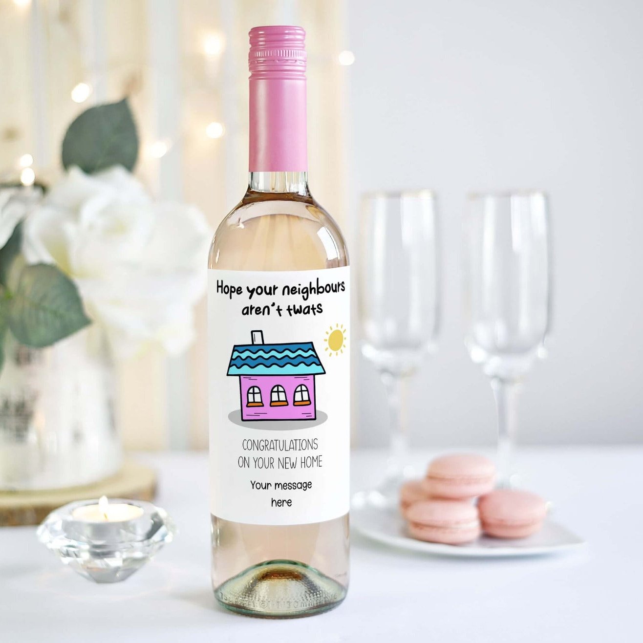 congratulations on your new home personalised wine bottle label