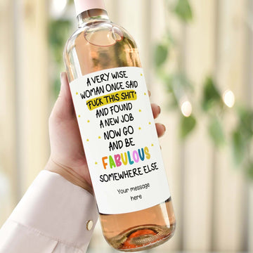 funny new job gift for friend personalised wine bottle label