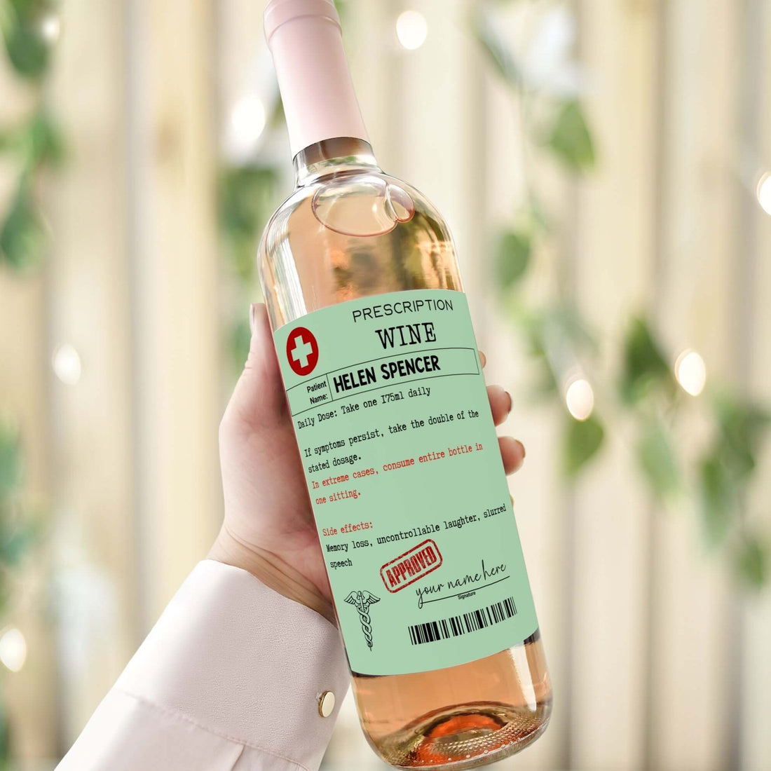 a funny mimic prescription wine bottle label