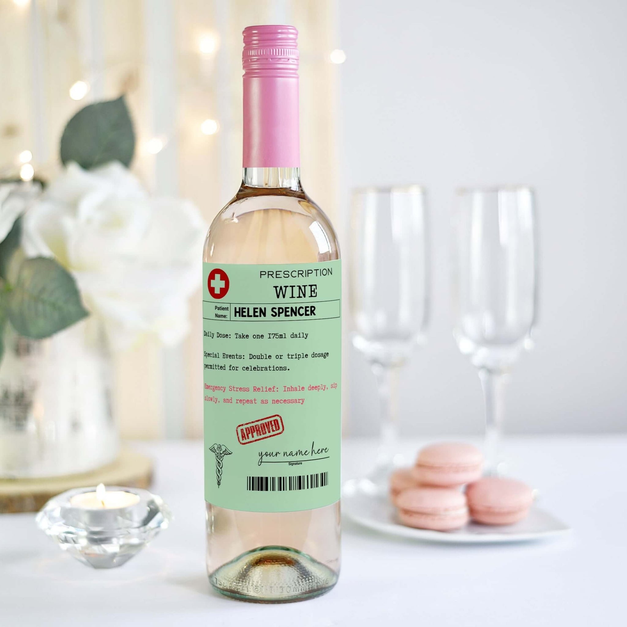 funny mimic prescription wine label