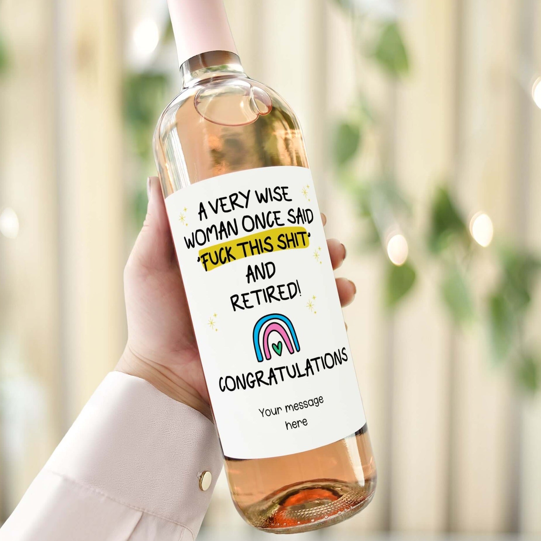 funny retirement gift personalised wine bottle label