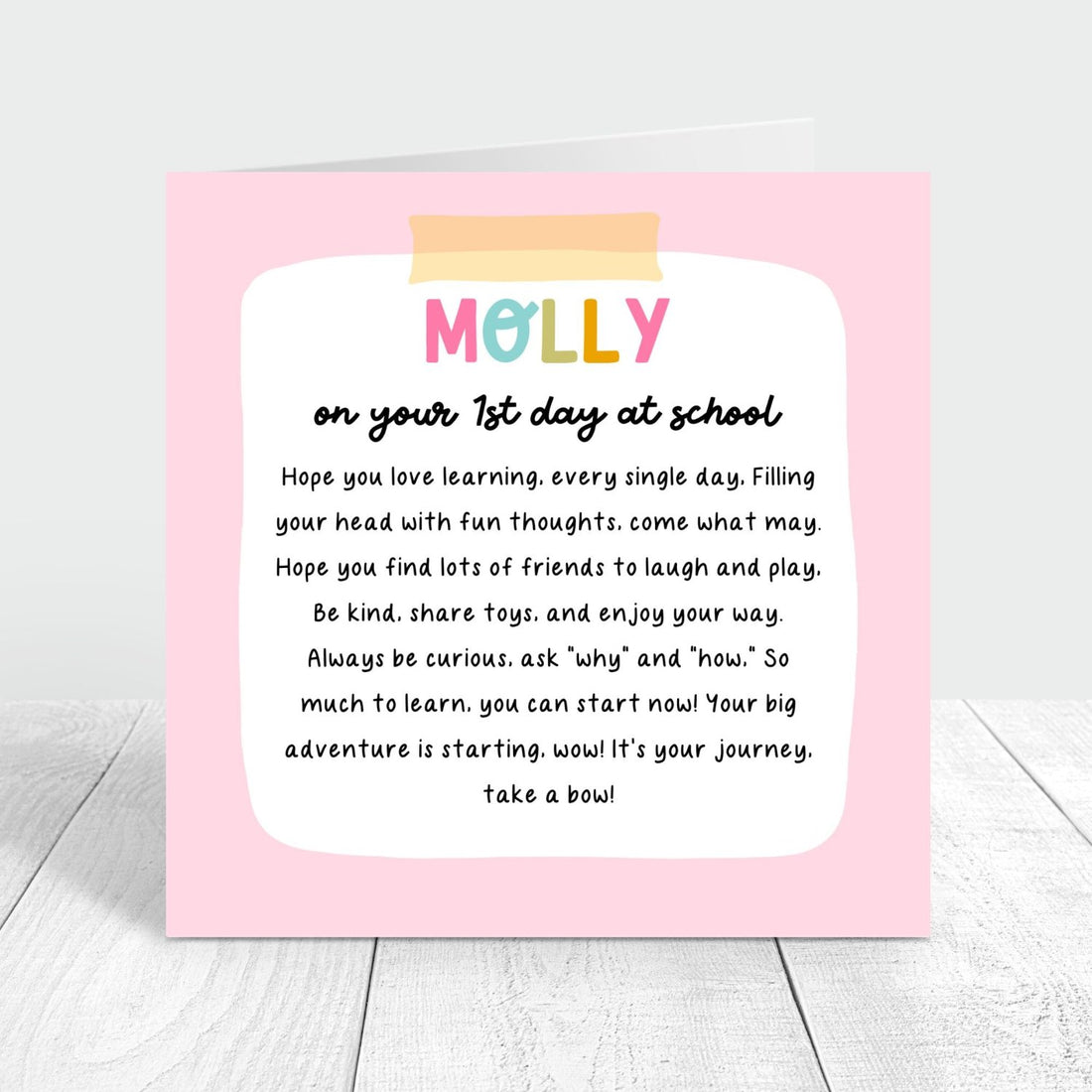 pink poem card on your 1st day at school