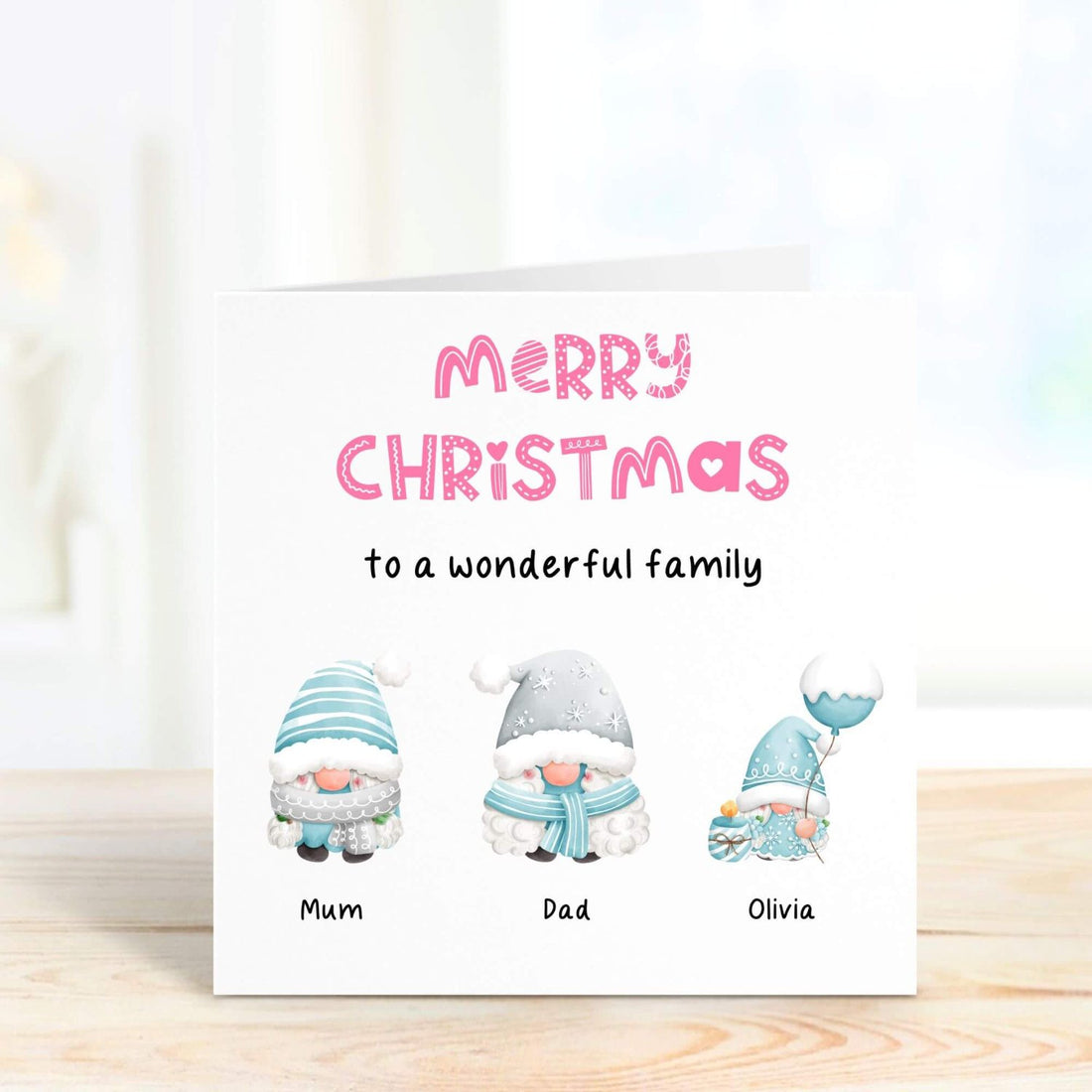 Merry Christmas to a wonderful family card gnomes with names