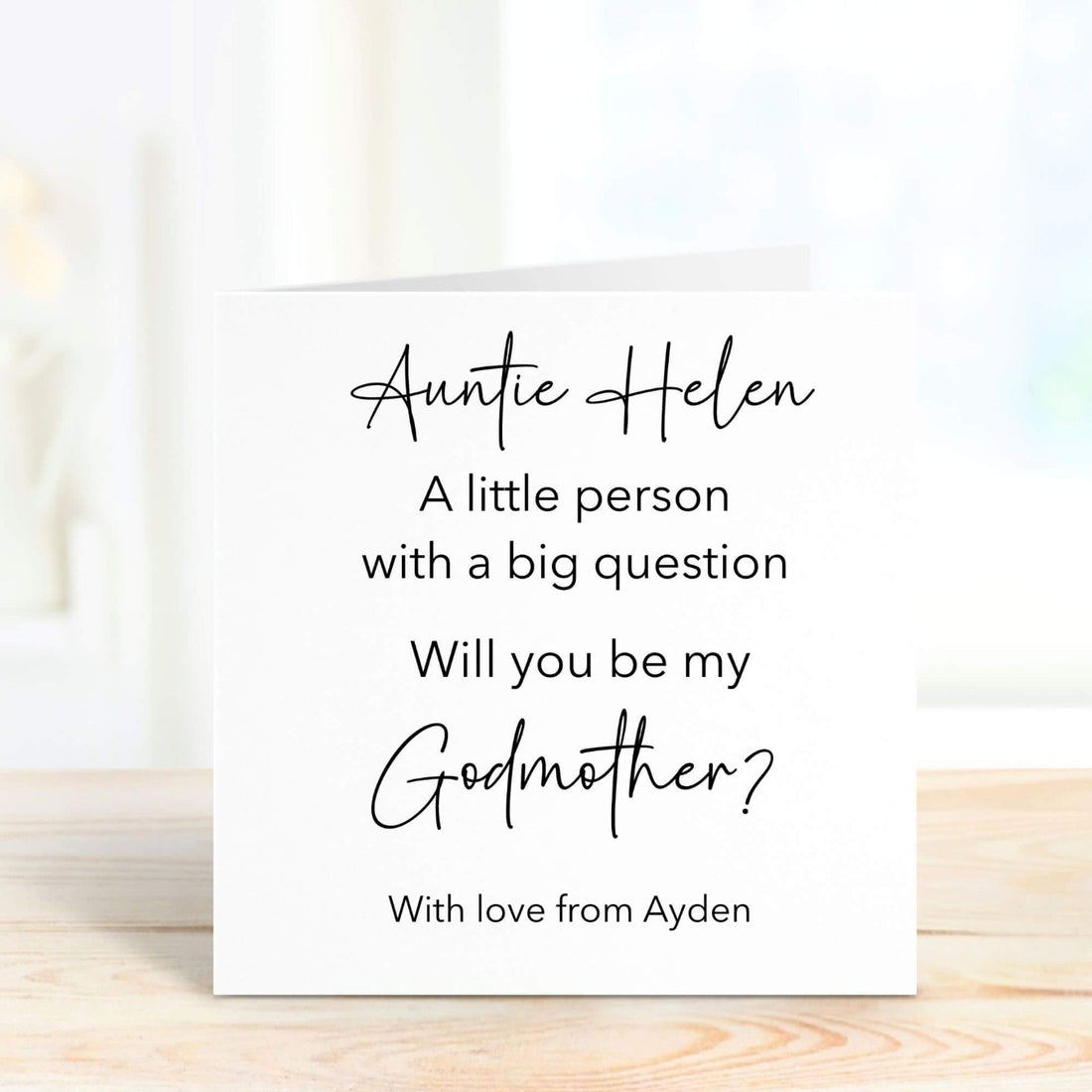 Will you be my godmother personalised proposal card